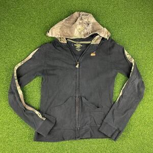 Y2K RealTree Girl Black Camo Full Zip Sweatshirt Hoodie Sz M
